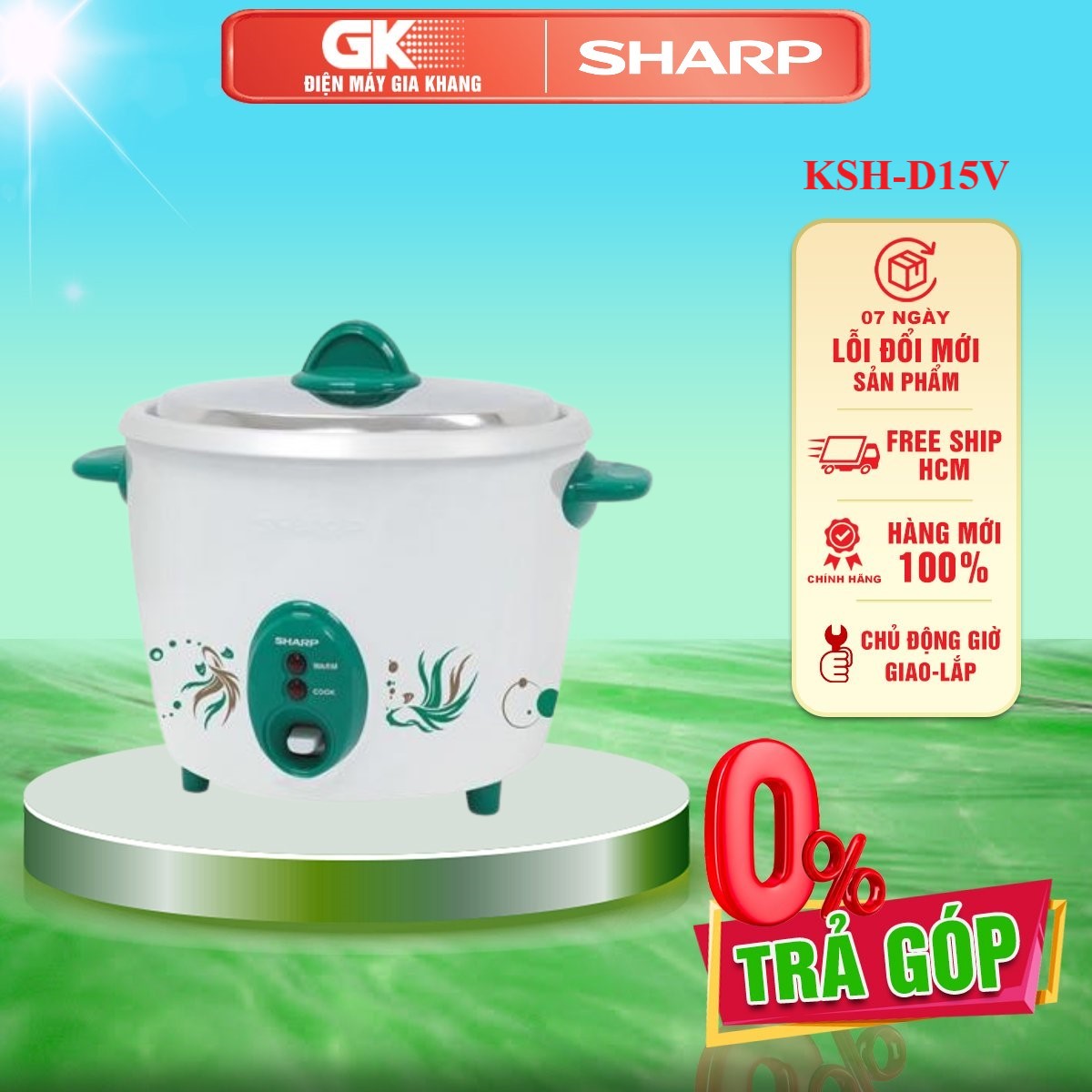 Nồi cơm điện Sharp 1.5 lít KSH-D15V - GIAO TOÀN QUỐC - FREESHIP HCM
