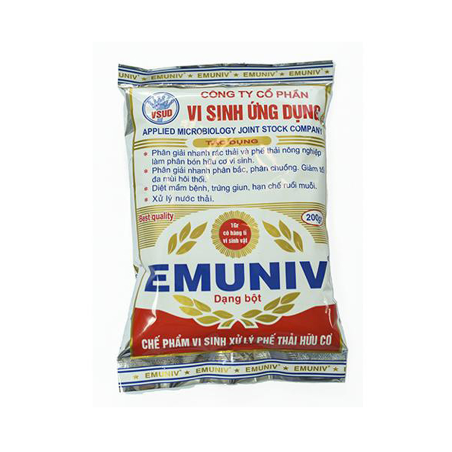 Chế phẩm vi sinh EMUNIV dạng bột gói 200g dùng ủ phân hữu cơ