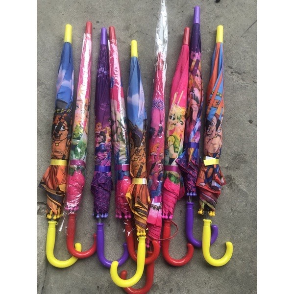 Ô Dù Đi Mưa Cho Bé Hình 3D Công Chúa và Siêu Nhân khung thép chắc chắn, vải dù, chống nước tốt