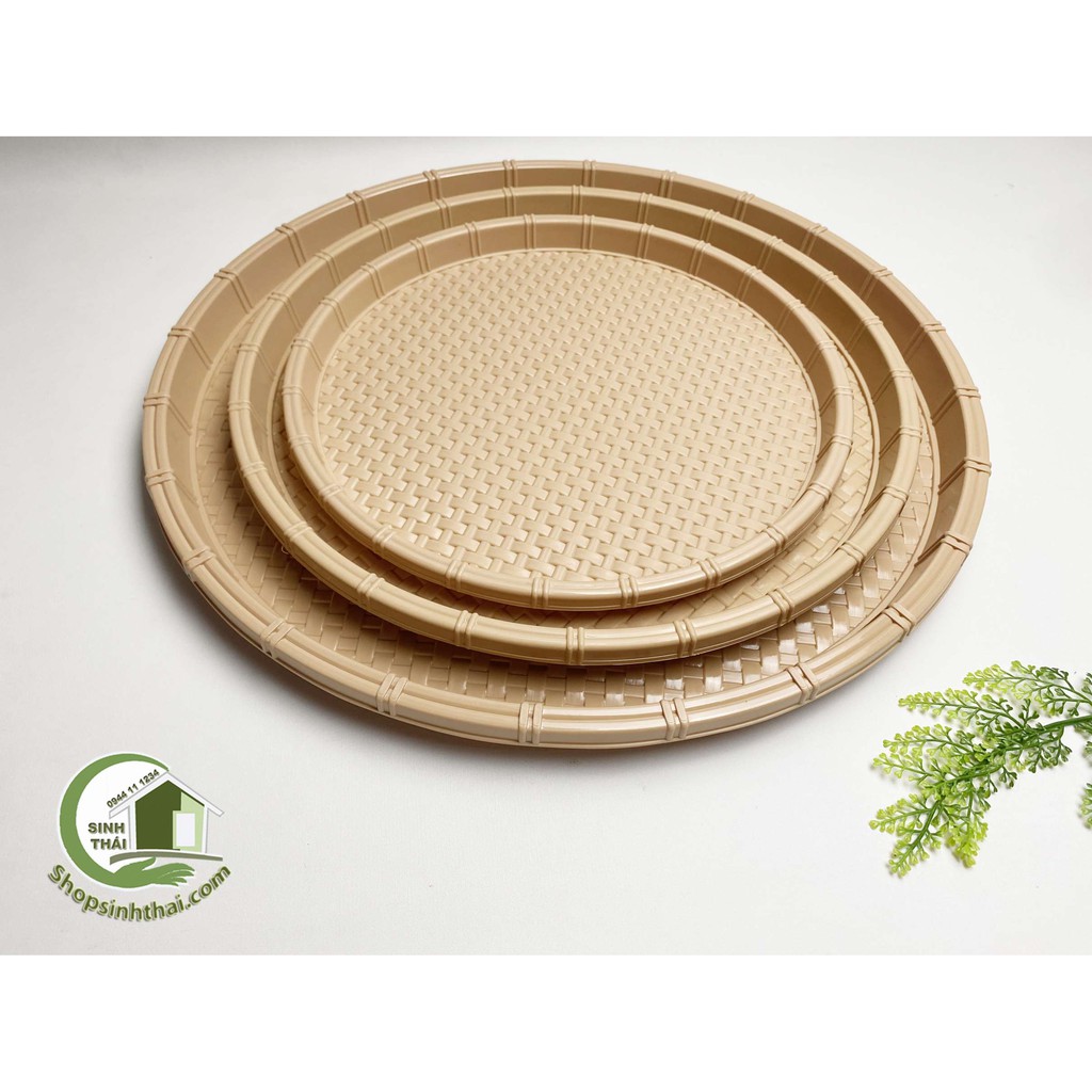 Mẹt nhựa giả mây đựng bún đậu - khay nhựa màu nâu - chọn kích thước