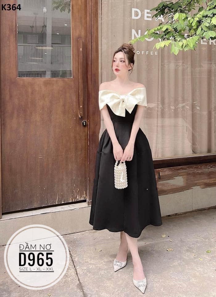 Bigsize Đầm xuông nơ tiểu thư D965