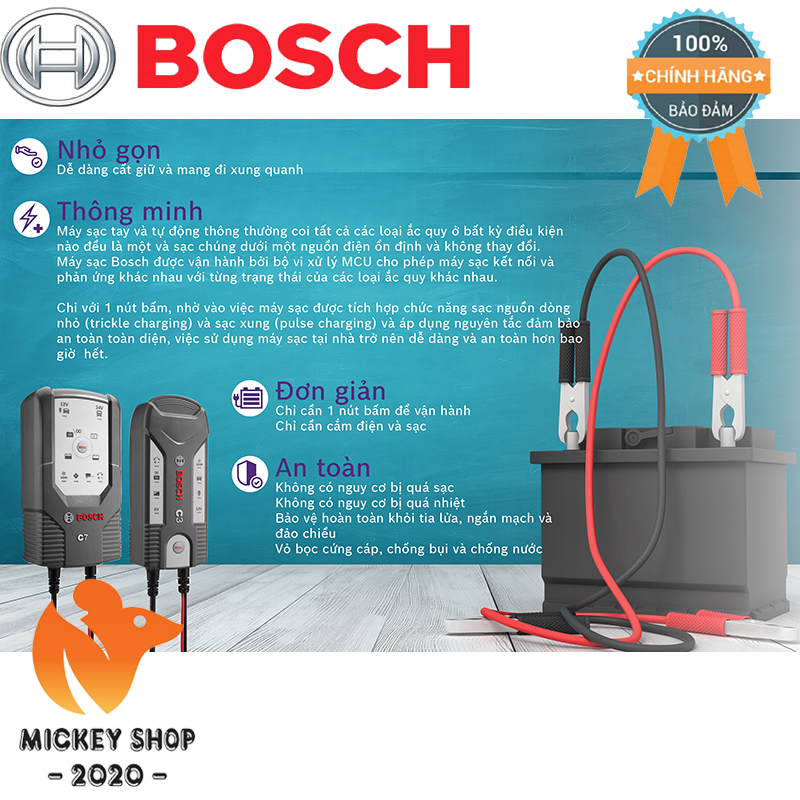 [ Chính Hãng] Máy sạc bình ắc quy cho ô tô xe máy Bosch C7