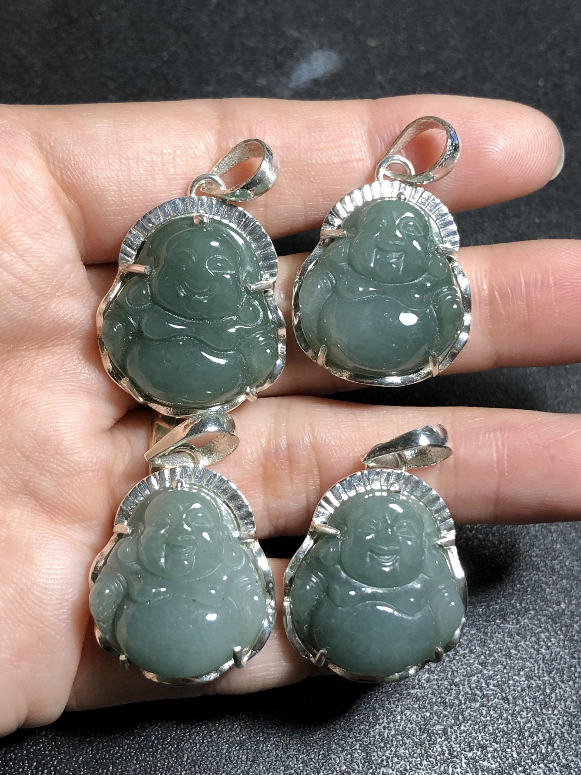 [FreeshipMAX] Mặt Dây Chuyền Phật Di Lặc Đá ngọc jediet Thiên Nhiên Bọc Bạc