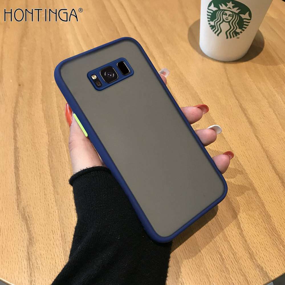 Hontinga Casing Case For Samsung Galaxy S8 S8 Plus Case Ultra Thin Skin Feeling Frosted Samsung S8+ Transparent Hard Back Casing Soft Silicone Edge Full Cover Phone Case