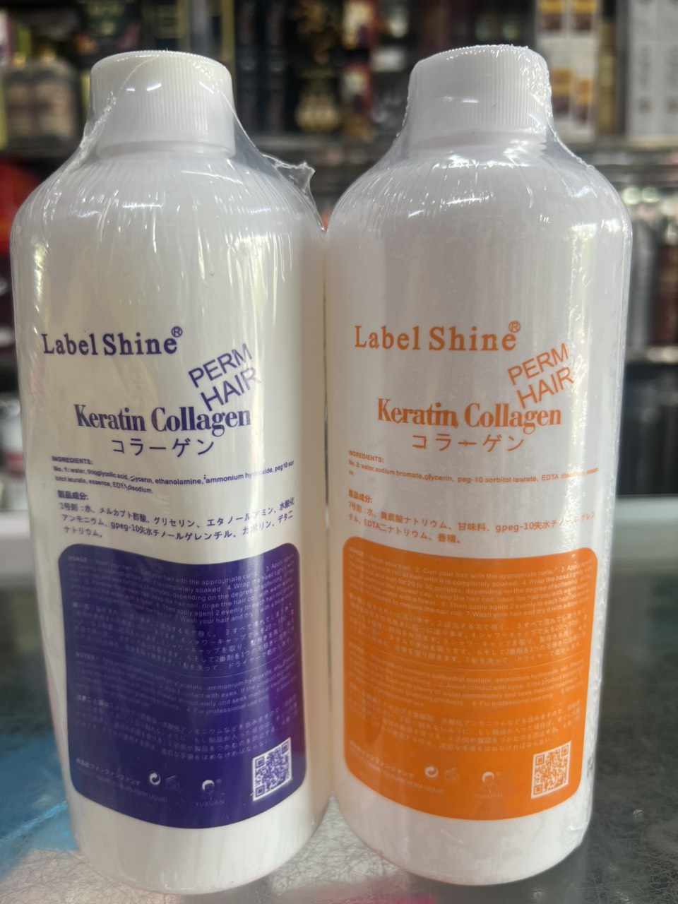 Thuốc Uốn Lạnh Keratin Collagen Label Shine 500ml x2