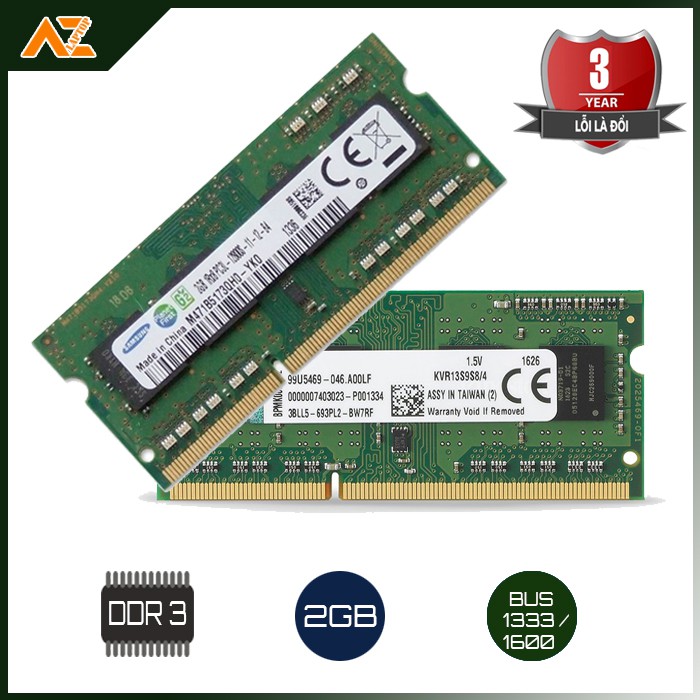 Ram Laptop DDR3 2GB BUS 1333/1600 (Bảo hành 36 tháng)