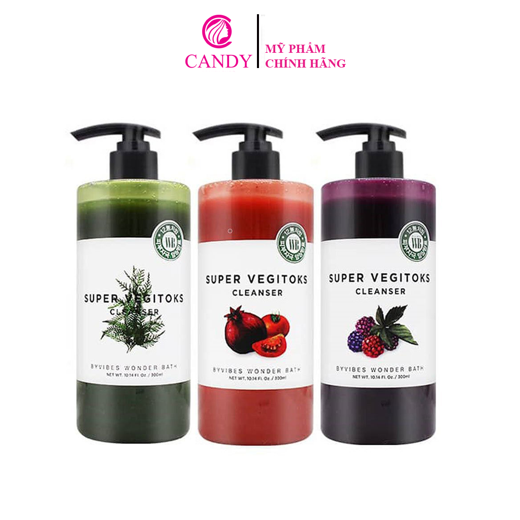 [Hoàn Tiền 8%]Sữa Rửa Mặt Thải Độc Sủi Bọt Rau Củ Super Vegitoks Cleanser chai 300ml