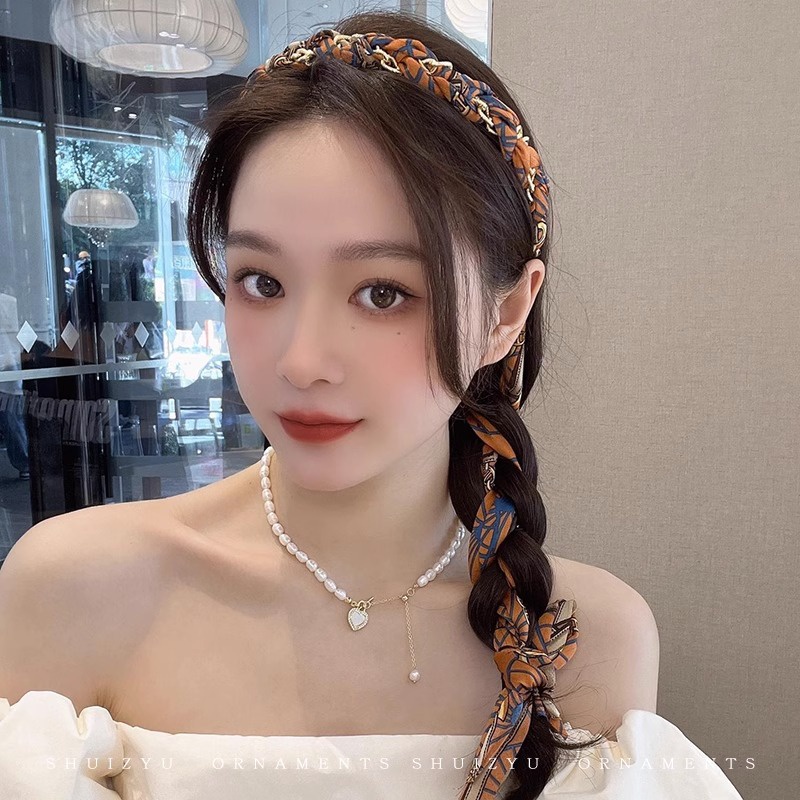 Dây Cột Tóc Đính Ngọc Trai Phong Cách Hàn Quốc