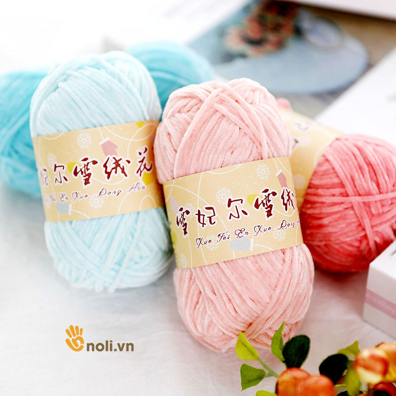 Len Nhung 2mm đan móc thú bông, khăn, áo, váy siêu mềm mịn, không rụng lông, bảng màu đa dạng 50g nội địa Trung