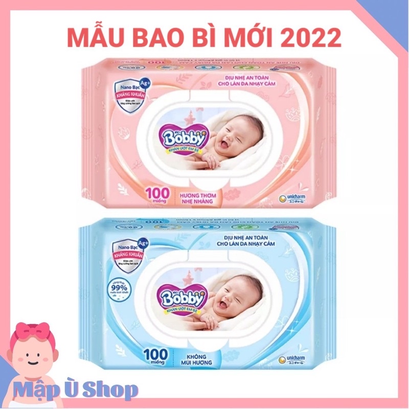 Khăn giấy ướt Bobby 80 miếng - 100 miếng có mùi và không mùi
