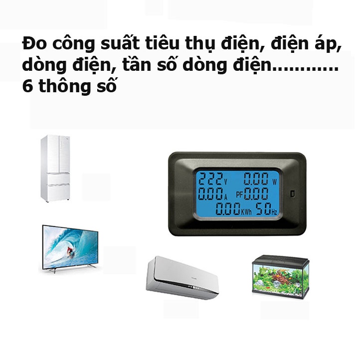 Thiết bị đo công suất, công tơ điện, đồng hồ điện tử 6 thông số 100A-Công tơ điện tử 1 pha 6 thông số 100A