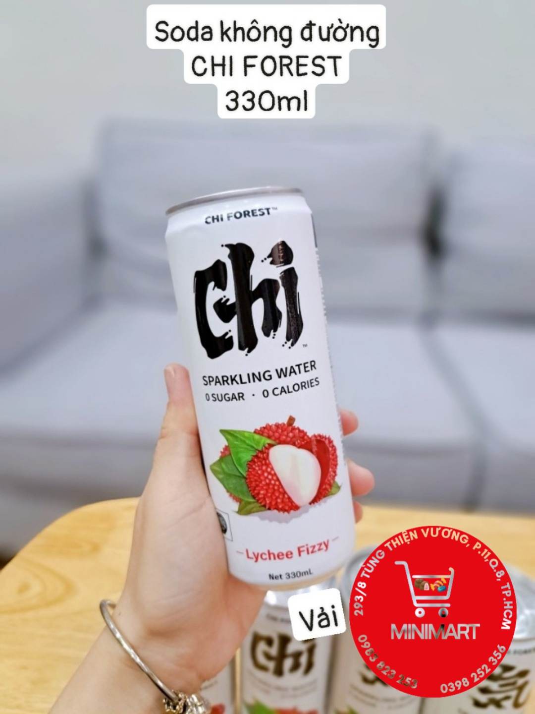 Nước Soda KHÔNG ĐƯỜNG Genki Forest 330ml ( vải)