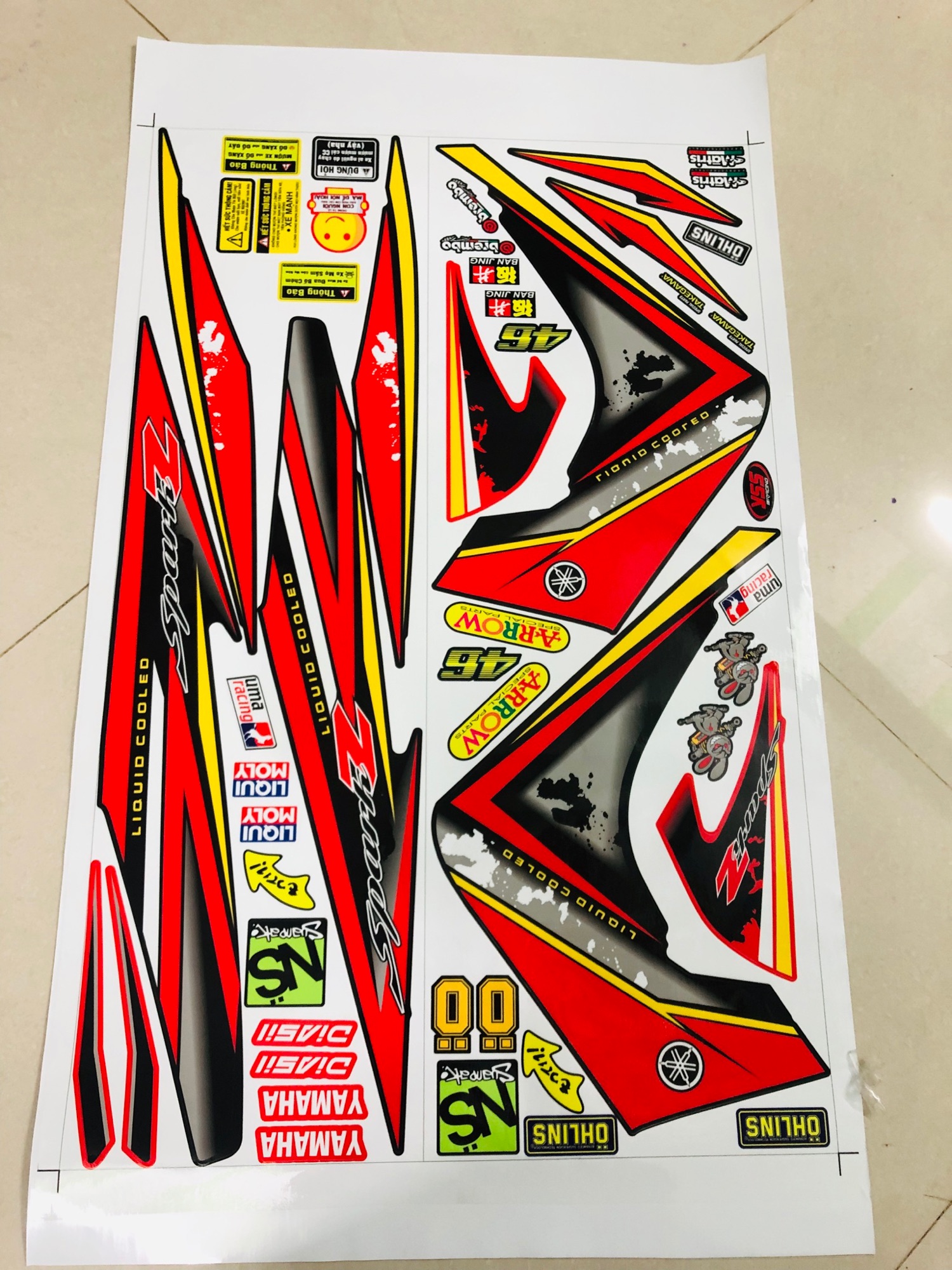 Tem rời xe exciter 2010 SparkZ đỏ đen