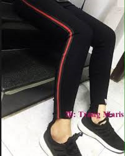 Quần thun nữ - legging (Ôm body,quần màu đen viền sọc màu SHOP-THIÊN ÂN]