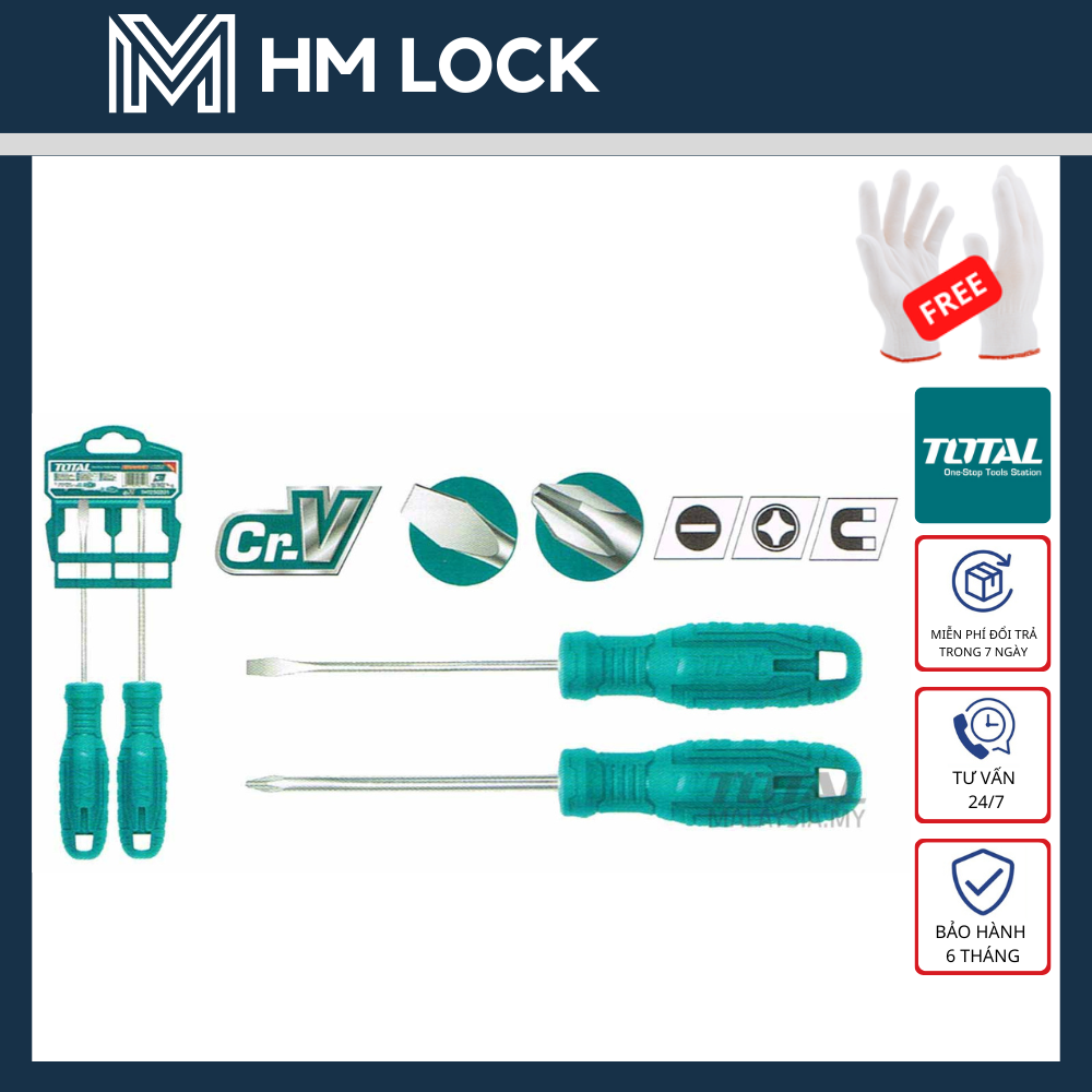 Bộ 2 tua vít dẹp va bake total - hàng chính hãng - thtdc250201 - hm lock