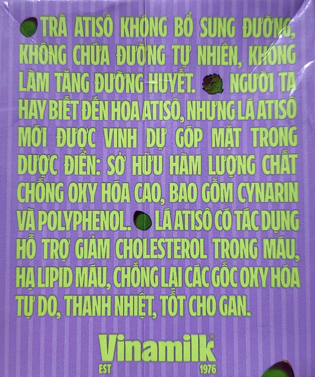[Hộp 1 Lít – KHÔNG ĐƯỜNG] TRÀ ATISÔ VFRESH [VN] VINAMILK (Sugar Free) Artichoke Drink
