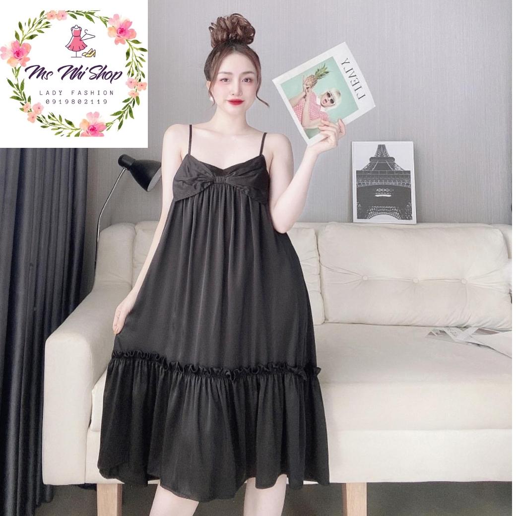 Đầm ngủ hai dây , Đầm lụa Latin lụa cao cấp [ảnh thật]