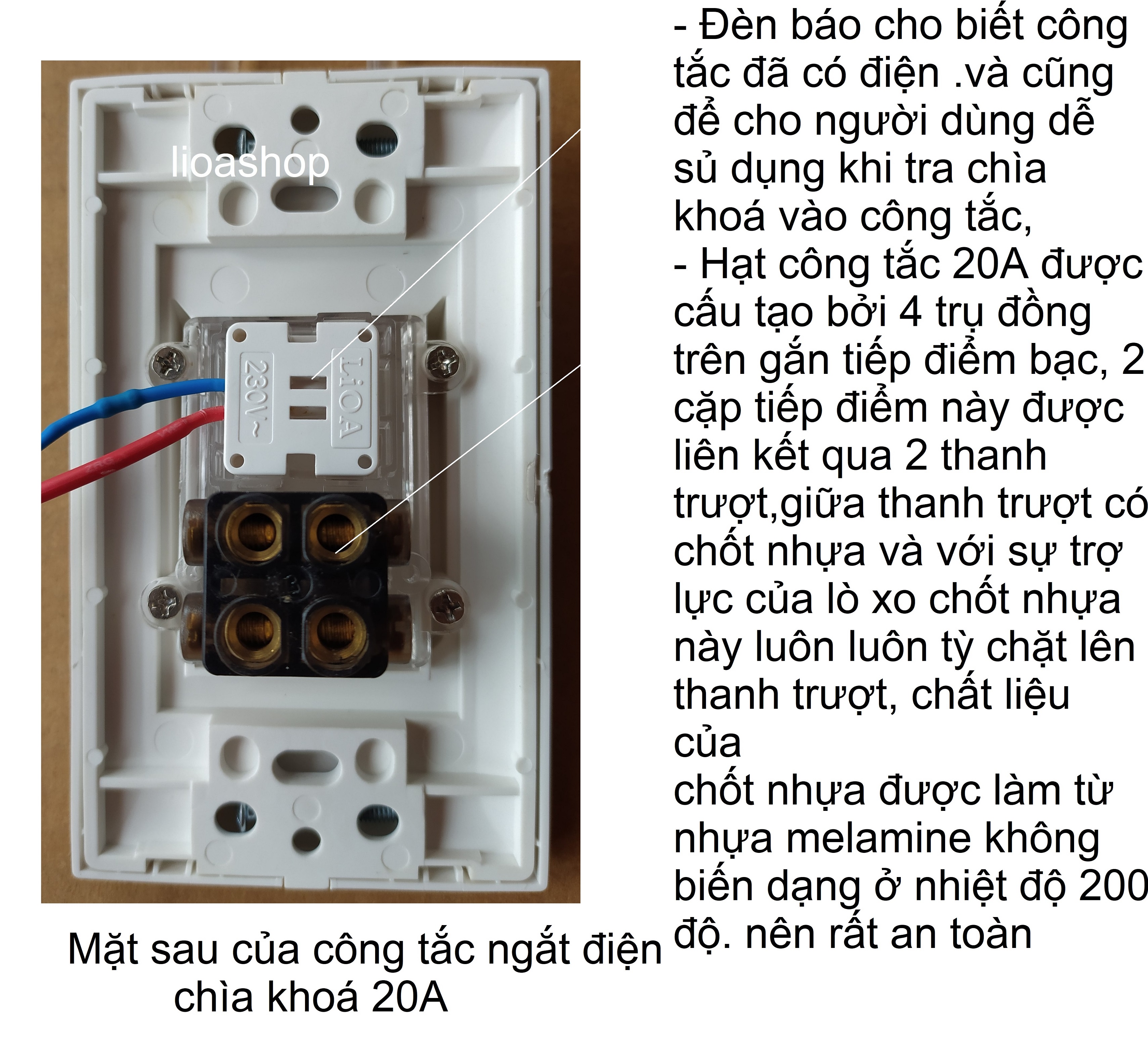 CÔNG TẮC NGẮT ĐIỆN LiOA DÙNG CHÌA KHOÁ - 20A