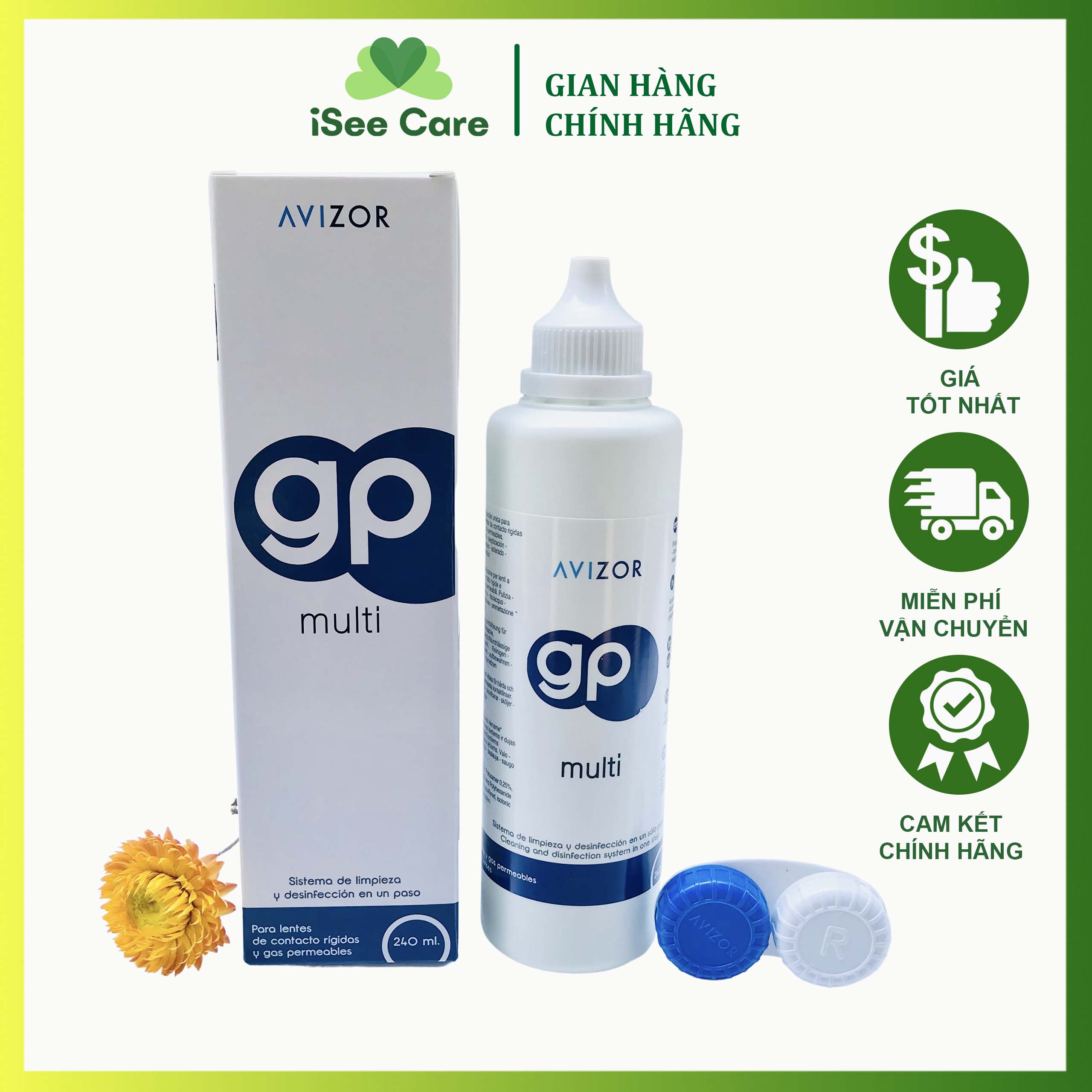 (Tặng ngâm GP 60ml) Combo 3 nước ngâm lens kính áp tròng Avizor GP Multi 240ml