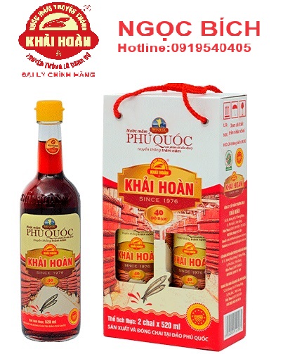 Nước mắm Khải hoàn cặp chai 520ml 40 độ đạm