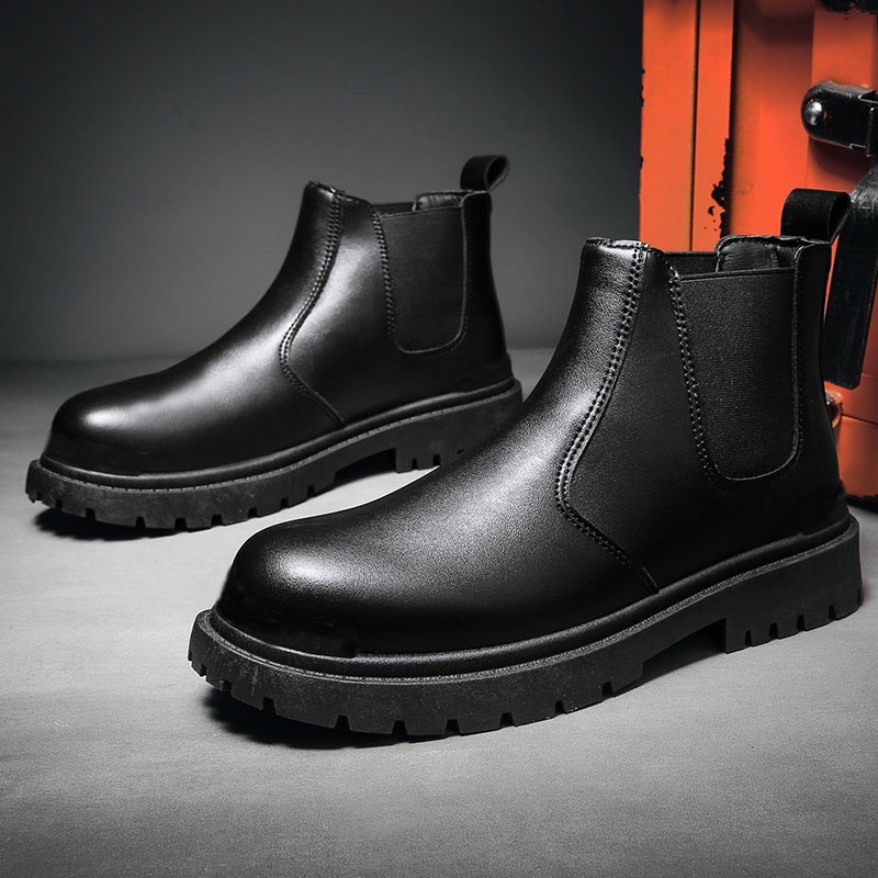 Giày đốc derby chelsea boots mũi tròn, đế cao su chống trơn trượt