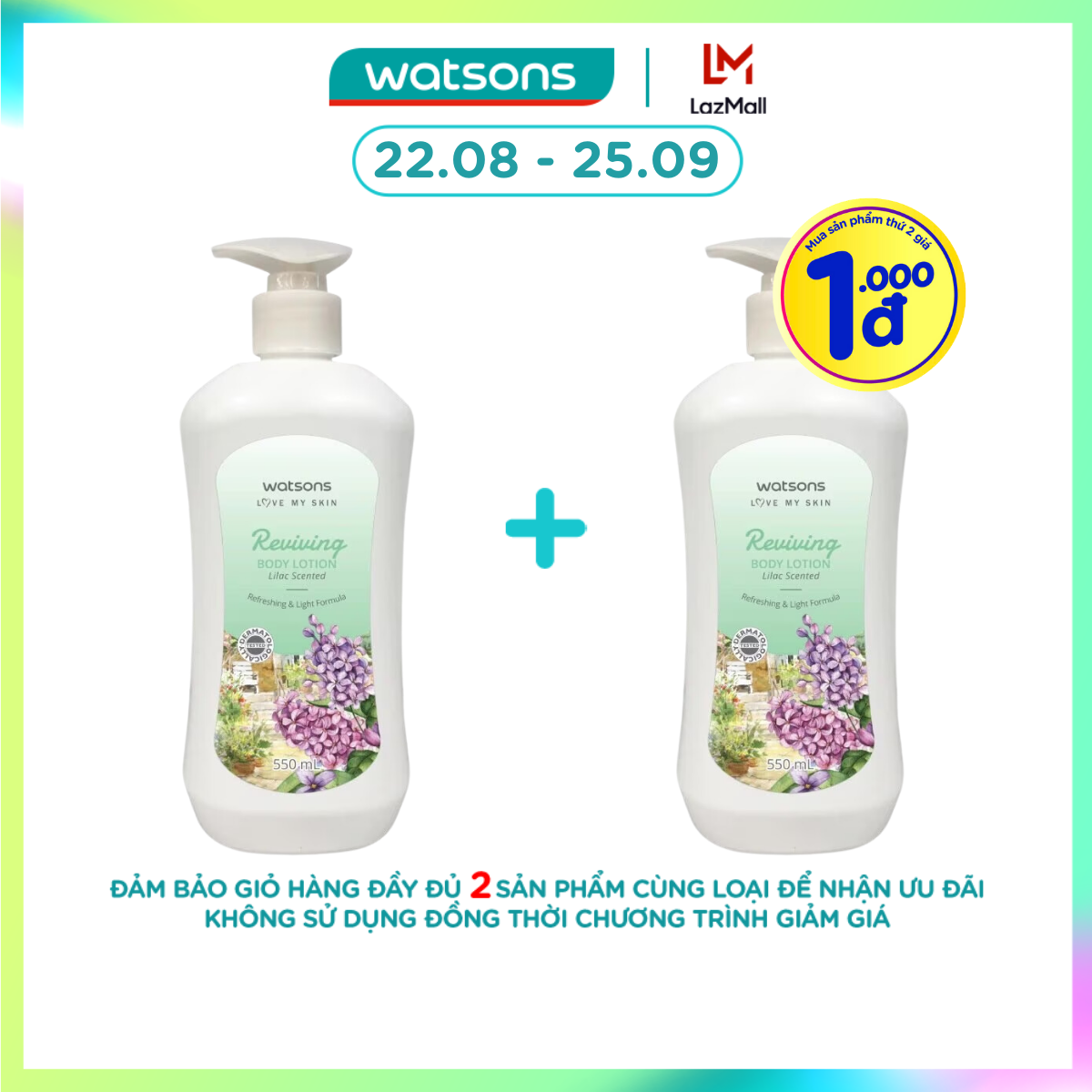 Sữa dưỡng thể watsons hương hoa lilac giúp phục hồi làn da 550ml