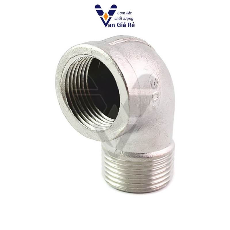 Co điếu inox 304, nối góc ren trong ren ngoài phi 13 17 21 27 34 42 49 60