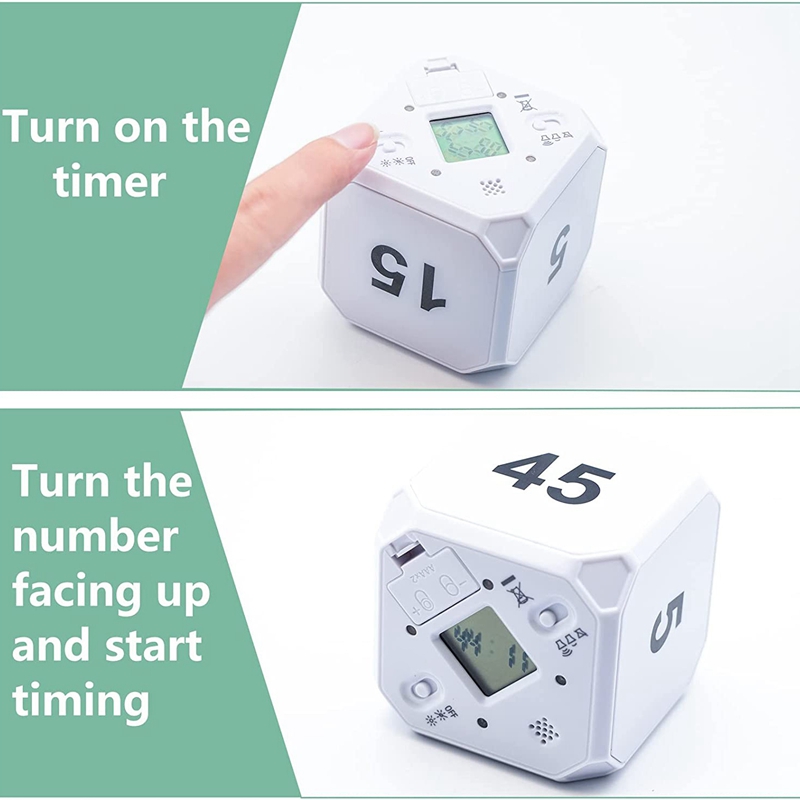 Cube-Timer Kitchen Timer Gravity Sensor Flip Meditation Timer for Time Management and Countdown 5-15-25-45 Min