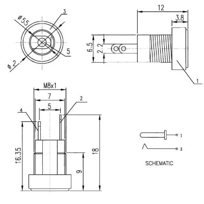 Jack sạc DC-022B chuẩn 5.5mm x 2.1mm (Jack DC Có cao su chống nước)