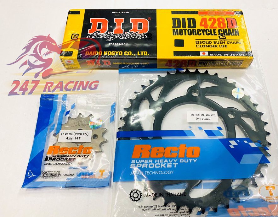 Combo NSD DID 9li nhông đĩa Recto gắn xe máy Exciter 150