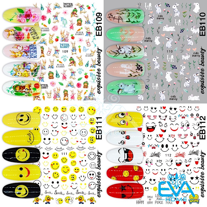 [HCM]Decal Dán Móng Tay 3D Nail Sticker Hoạ Tiết Icon Mặt Cười EB111