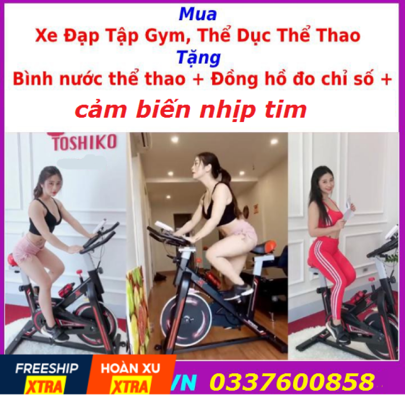 Xe đạp tập thể dục tại nhà , xe đạp tập Toshiko tặng kèm Đồng hồ+ bình nước+ máy đo nhịp tim