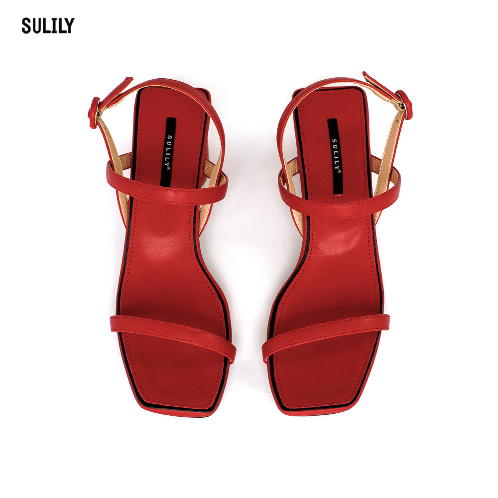 Giày Sandal Gót Trụ 5 phân Sulily SGT1-II20 màu đỏ
