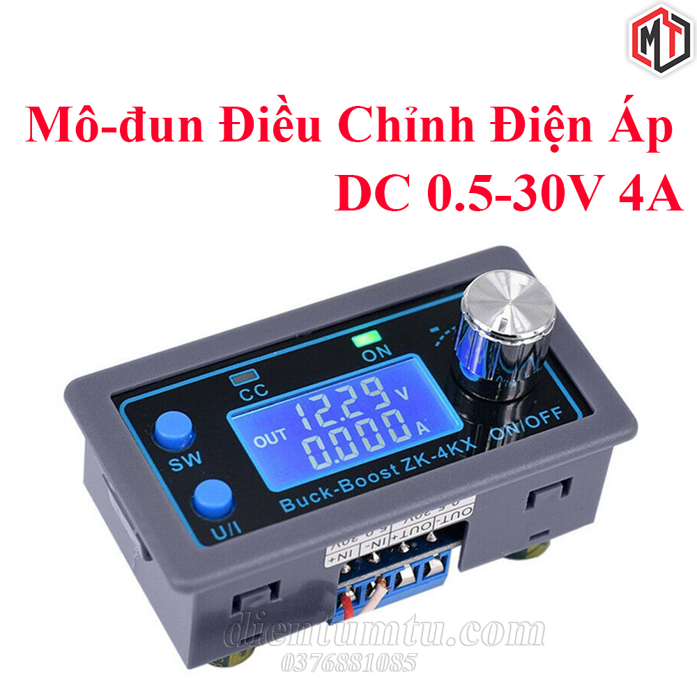 Mạch - module điều chỉnh điện áp buck - boost zk-4kx dc 0.5-30v 4a có màn hình hiển thị