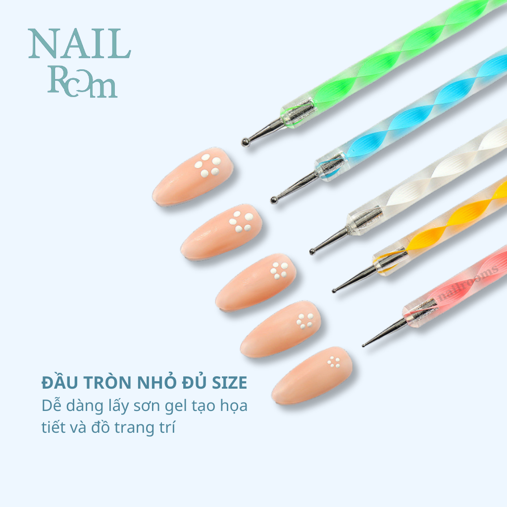 Set 5 cọ chấm bi đủ size 2 đầu - Bút chấm bi vẽ nail