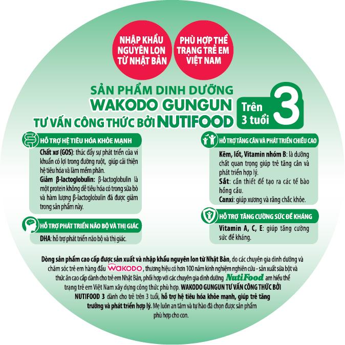 Sữa Bột WAKODO Gungun số 3 (từ 3 tuổi) - lon 830g