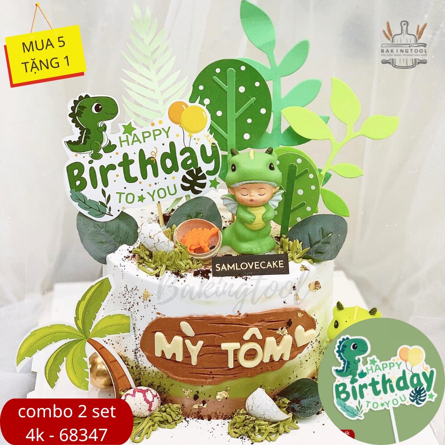 Set que giấy khủng long tốt bụng+ 2 quả bóng( set 2 que)