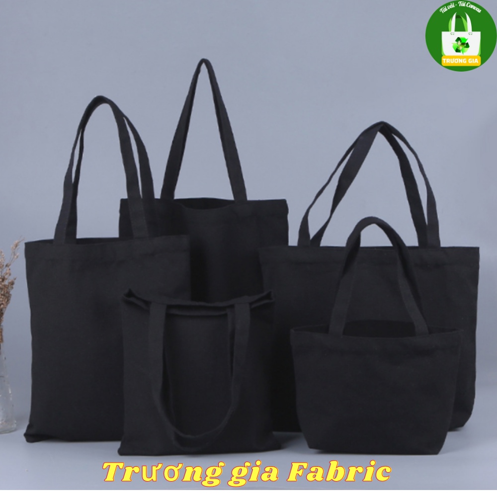 Túi tote vải canvas trơn màu đen