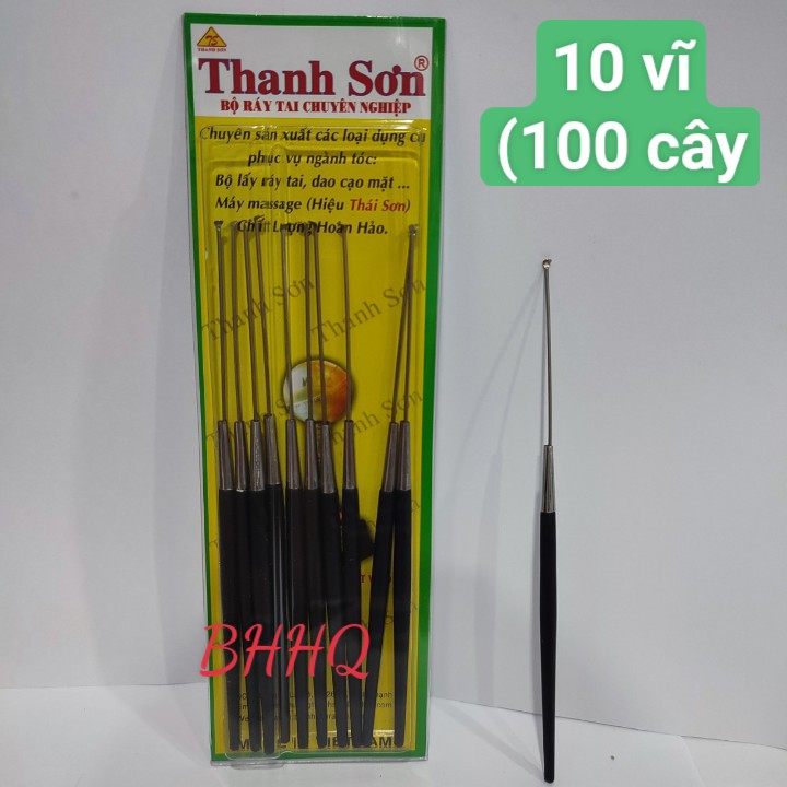 Combo 10 vĩ (100 cây ) móc tai cán nhựa đen Thanh Sơn.