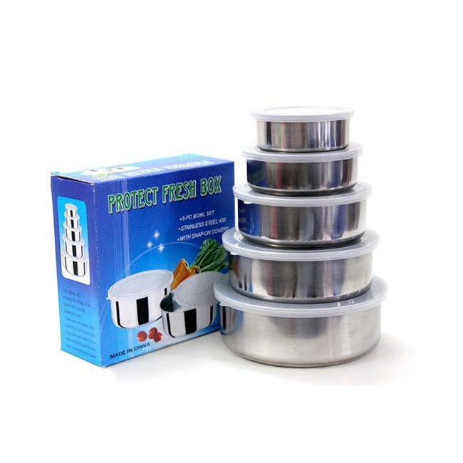 [HCM]Bộ 5 hộp đựng thực phẩm inox