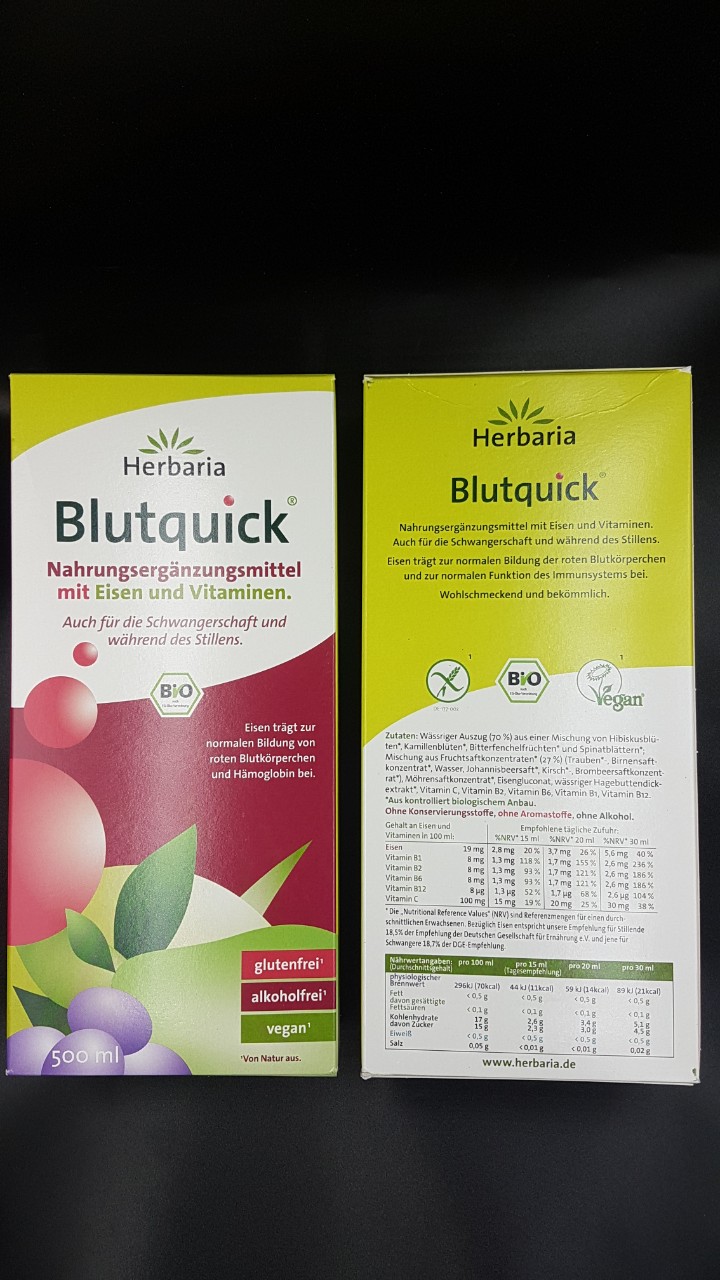 Sắt và vitamin hữu cơ Blutquick 500ml của Đức