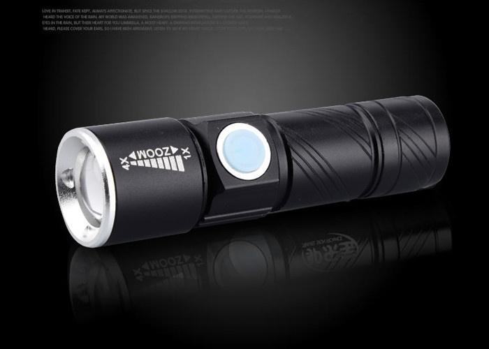 [HCM]Đèn pin LED mini zoom siêu sáng cổng sạc USB