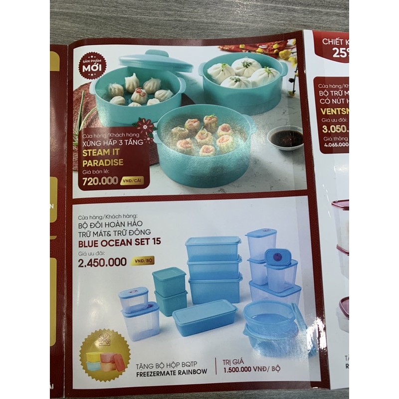 New Set 15 Hộp Blue Ocean + Quà Tupperware