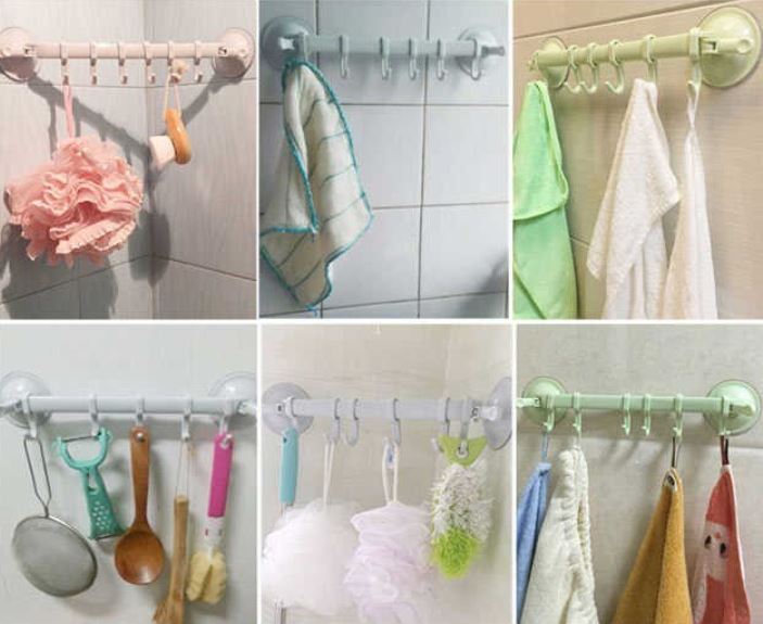 Thanh Treo Đồ 6 Móc Hút Chân Không 2 Đầu Siêu Chắc