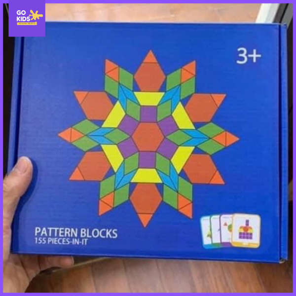 [ Bộ 158 chi tiết ] Bộ xếp hình sáng tạo Pattern Block bằng gỗ cho bé