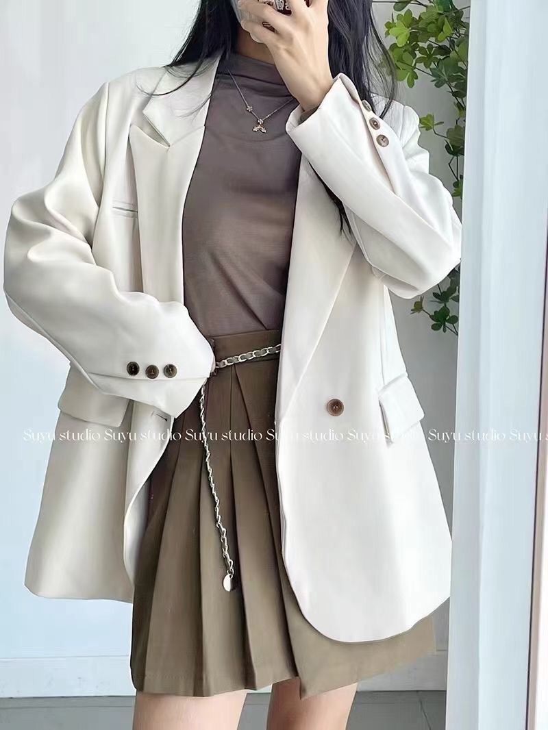 Áo blazer nút chéo áo khoác blazer cổ v nút tay chéo hàn quốc - bla22103 - blazersaigon