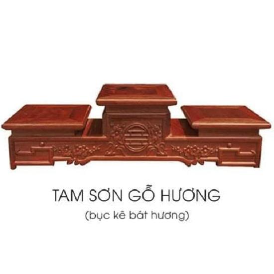 tam sơn đế kê bát hương gỗ hương kích thước mặt 22 cm dài 69 cm cao 15 cm