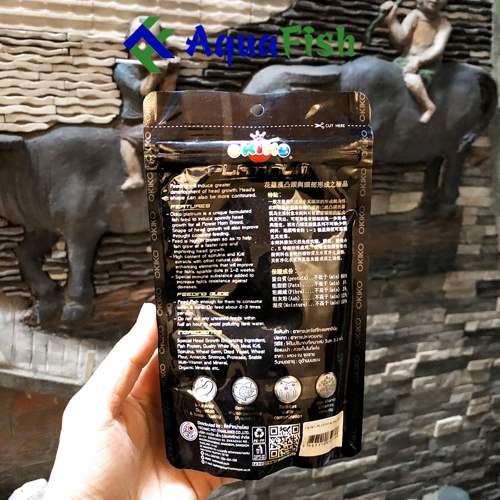 [HOÀN TIỀN 10%]Thức Ăn Cho Cá La Hán Okiko Platinum, Head Up, Quick túi 100gr