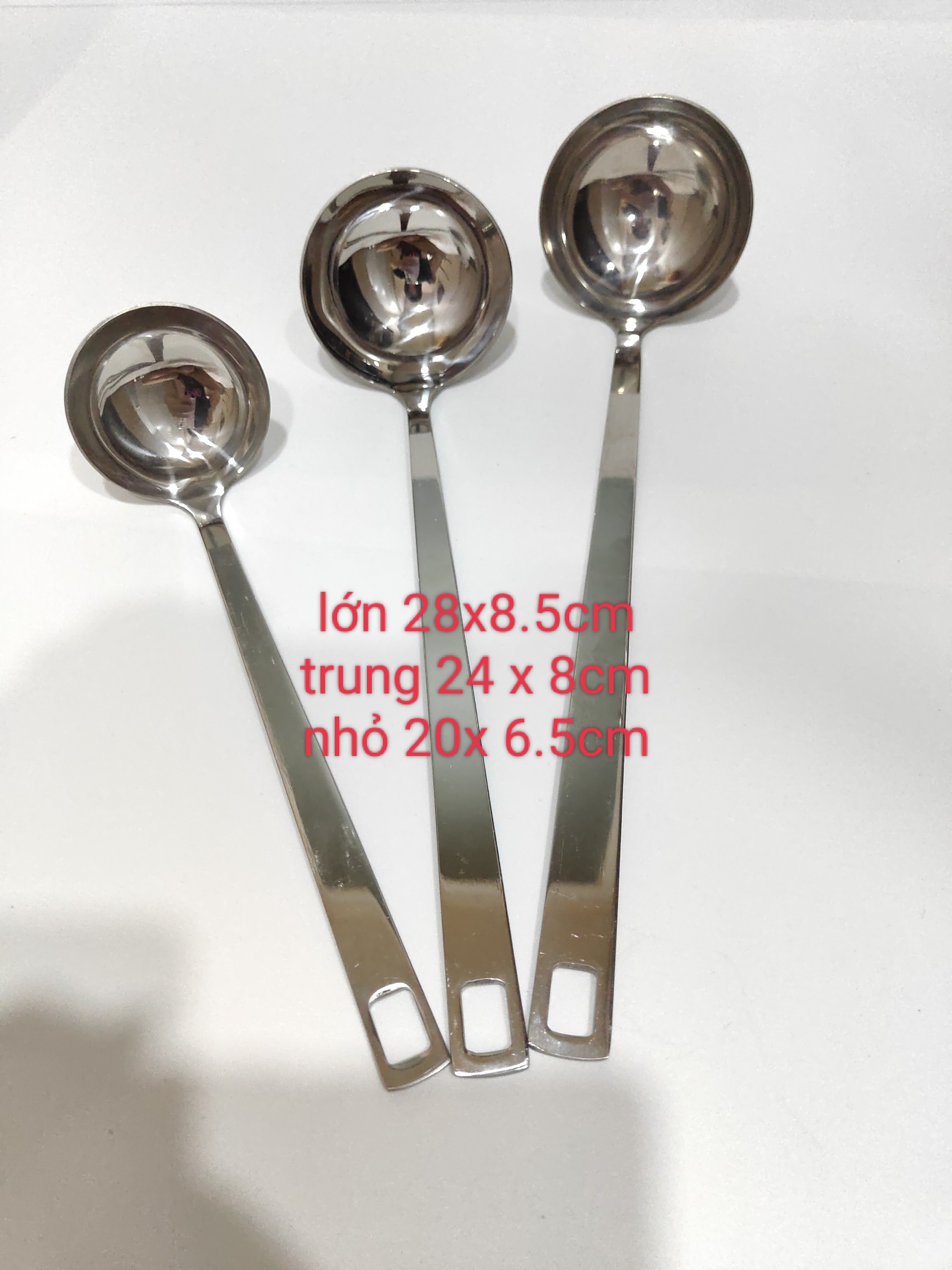 Vá / muôi inox 304 cao cấp cán vuông có lỗ móc vuông