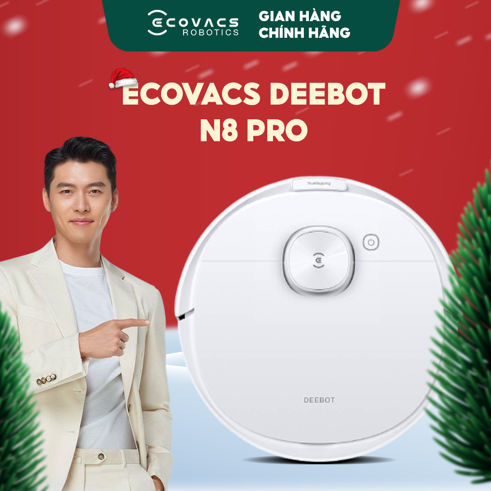 Robot hút bụi lau nhà Ecovacs Deebot N8 Pro- Trắng Bản Quốc tế - App Tiếng Việt, hàng nhập khẩu chính hãng full VAT, bảo hành chính hãng 24 tháng bởi Vietnam Robotics, lực hút 2600Pa, thời gian hoạt động 3 giờ liên tục